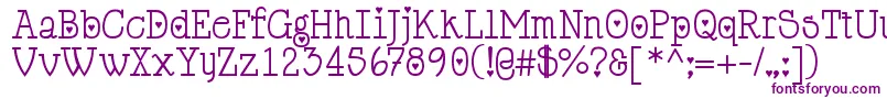 Cupiddelocke-Schriftart – Violette Schriften auf weißem Hintergrund