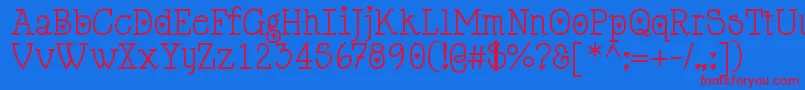 Cupiddelocke-Schriftart – Rote Schriften auf blauem Hintergrund