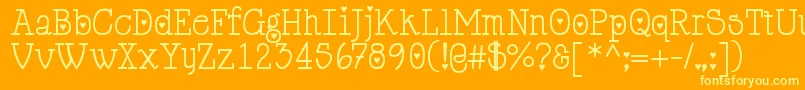 Cupiddelocke-Schriftart – Gelbe Schriften auf orangefarbenem Hintergrund