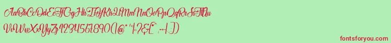 JardinDesBermudes-Schriftart – Rote Schriften auf grünem Hintergrund