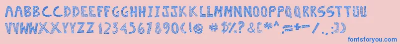 Escaned Font – Blue Fonts on Pink Background