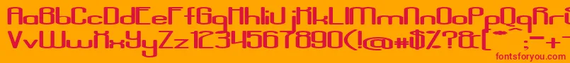 フォントAposiopesisDwarfed – オレンジの背景に赤い文字