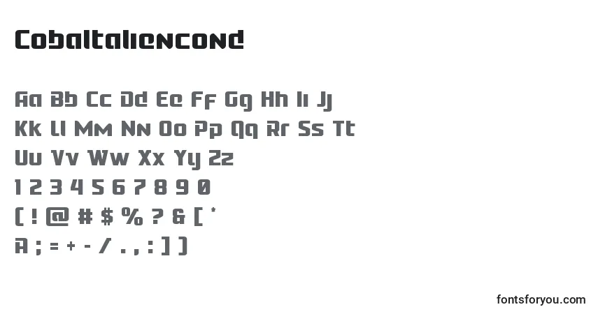 Шрифт Cobaltaliencond – алфавит, цифры, специальные символы