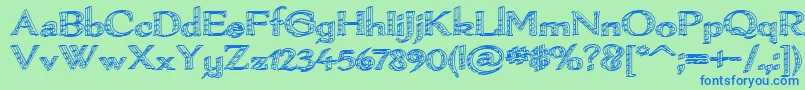 Pamelor Ii-Schriftart – Blaue Schriften auf grünem Hintergrund