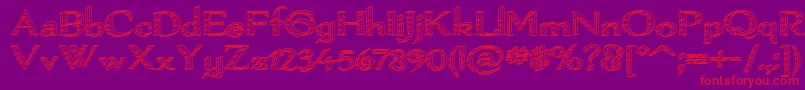フォントPamelor Ii – 紫の背景に赤い文字