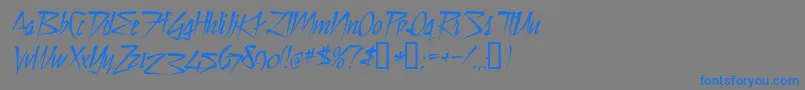 Stilltimeフォントについての詳細 フォントStilltime – 灰色の背景に青い文字