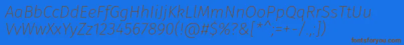 FirasansUltralightitalic Font – Brown Fonts on Blue Background