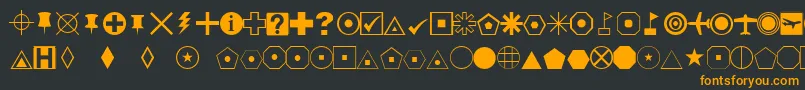 EsriDefaultMarker-fontti – oranssit fontit mustalla taustalla