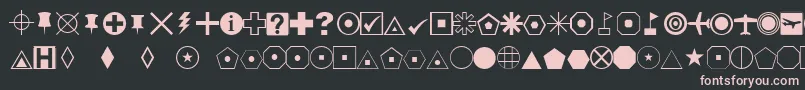 EsriDefaultMarker-fontti – vaaleanpunaiset fontit mustalla taustalla