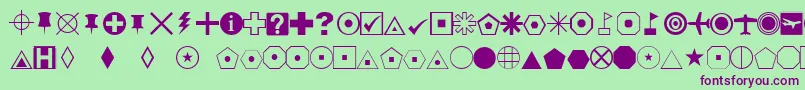 Fonte EsriDefaultMarker – fontes roxas em um fundo verde