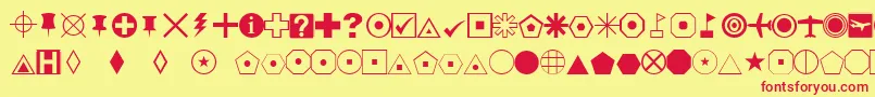 EsriDefaultMarker Font – Red Fonts on Yellow Background