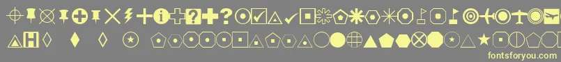 EsriDefaultMarker-fontti – keltaiset fontit harmaalla taustalla