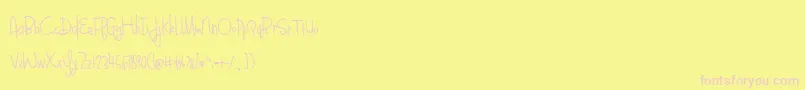 BmdBlueberryOatmealBold-Schriftart – Rosa Schriften auf gelbem Hintergrund
