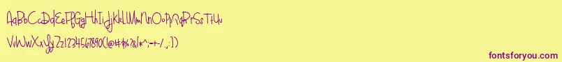 BmdBlueberryOatmealBold-Schriftart – Violette Schriften auf gelbem Hintergrund