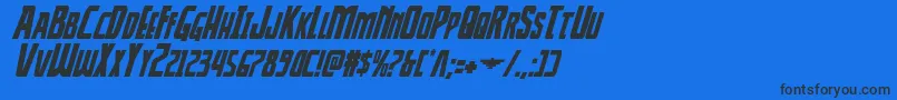 Thunderhawkital Font – Black Fonts on Blue Background