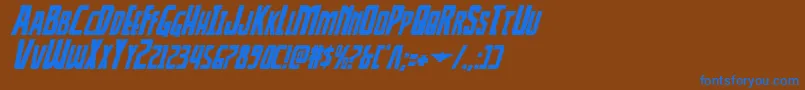 Thunderhawkital Font – Blue Fonts on Brown Background