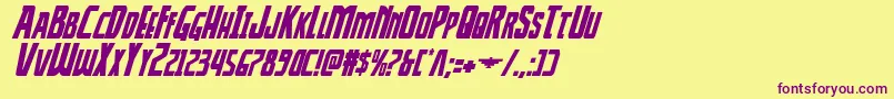 Thunderhawkital Font – Purple Fonts on Yellow Background