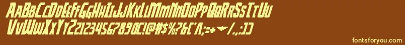Thunderhawkital-fontti – keltaiset fontit ruskealla taustalla