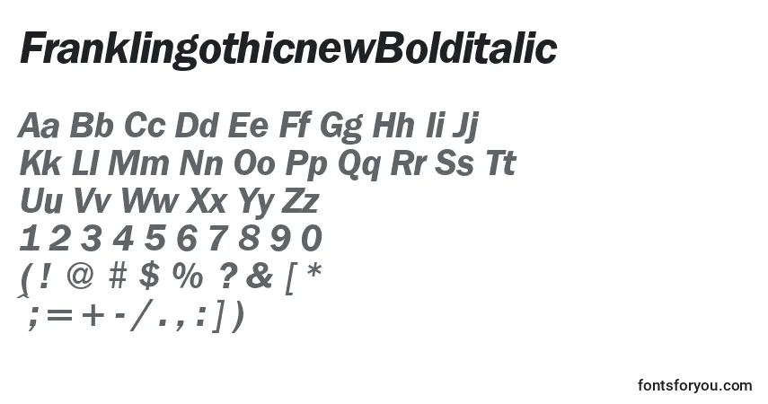 Czcionka FranklingothicnewBolditalic – alfabet, cyfry, specjalne znaki