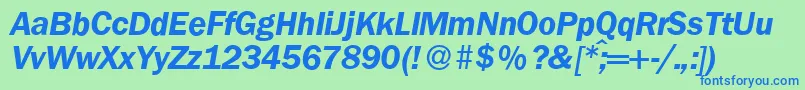 Czcionka FranklingothicnewBolditalic – niebieskie czcionki na zielonym tle