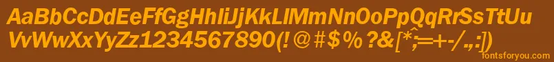 フォントFranklingothicnewBolditalic – オレンジ色の文字が茶色の背景にあります。