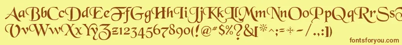 Black Chancery Font – Brown Fonts on Yellow Background