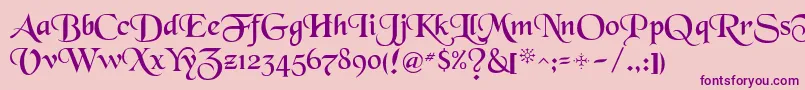 Black Chancery Font – Purple Fonts on Pink Background