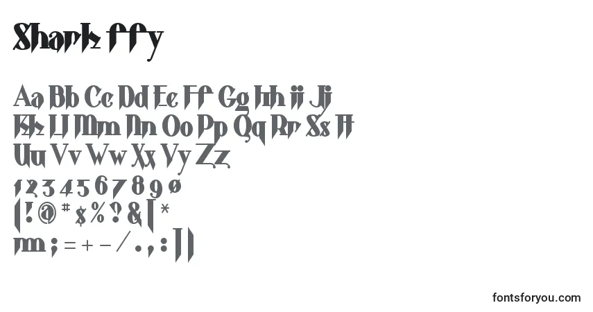 Schriftart Shark ffy – Alphabet, Zahlen, spezielle Symbole