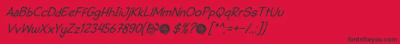 DhfSemangat2012ItalicDemo Font – Black Fonts on Red Background