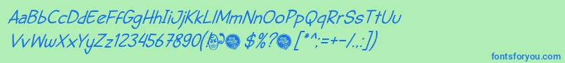 DhfSemangat2012ItalicDemo Font – Blue Fonts on Green Background