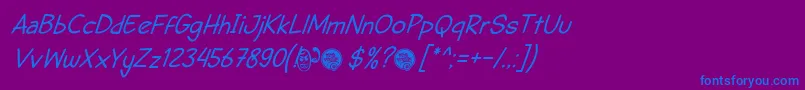 DhfSemangat2012ItalicDemo Font – Blue Fonts on Purple Background