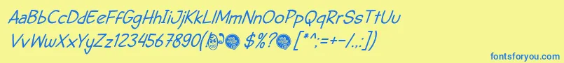 DhfSemangat2012ItalicDemo Font – Blue Fonts on Yellow Background