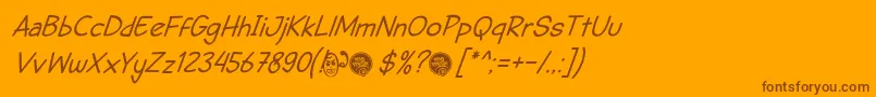 Fonte DhfSemangat2012ItalicDemo – fontes marrons em um fundo laranja