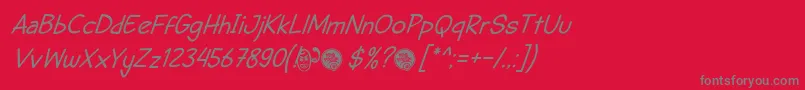 DhfSemangat2012ItalicDemo Font – Gray Fonts on Red Background