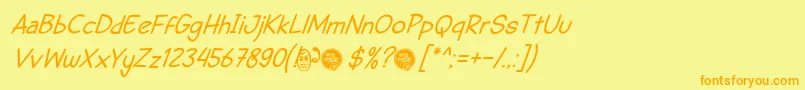 DhfSemangat2012ItalicDemo Font – Orange Fonts on Yellow Background