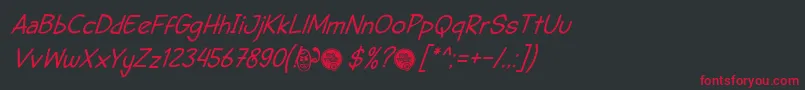 DhfSemangat2012ItalicDemo Font – Red Fonts on Black Background