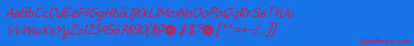 DhfSemangat2012ItalicDemo-fontti – punaiset fontit sinisellä taustalla