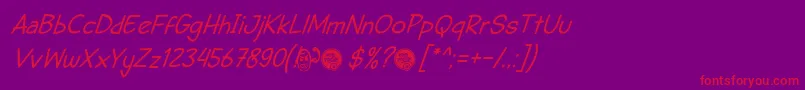 DhfSemangat2012ItalicDemo-Schriftart – Rote Schriften auf violettem Hintergrund