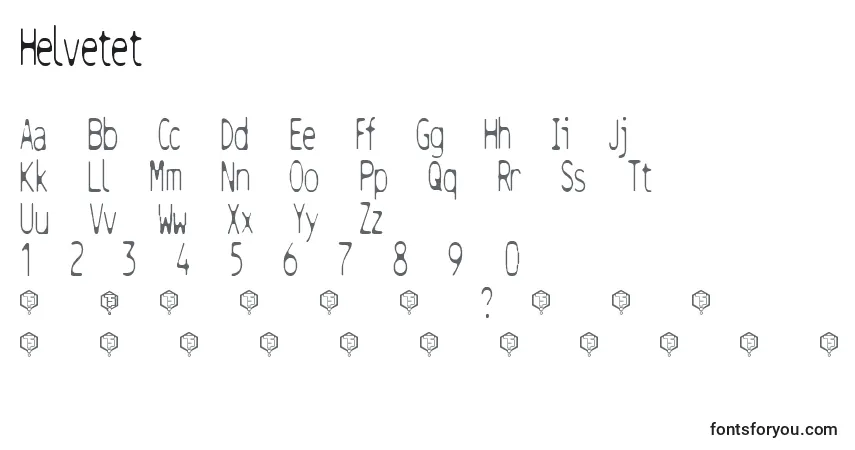 A fonte Helvetet – alfabeto, números, caracteres especiais