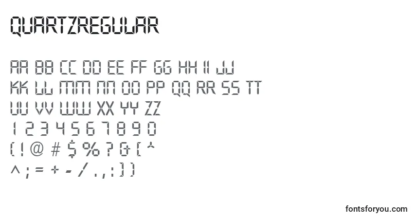 A fonte QuartzRegular (98664) – alfabeto, números, caracteres especiais