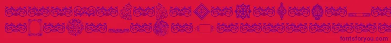 VintageDecorativeSigns7 Font – Purple Fonts on Red Background