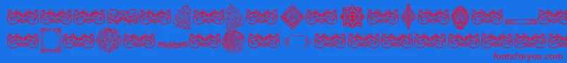VintageDecorativeSigns7 Font – Red Fonts on Blue Background