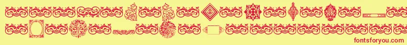 VintageDecorativeSigns7 Font – Red Fonts on Yellow Background