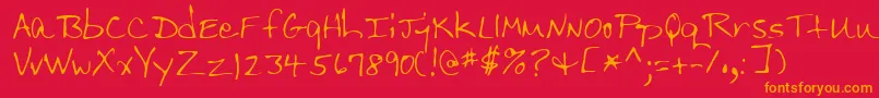 Lehn206-Schriftart – Orangefarbene Schriften auf rotem Hintergrund