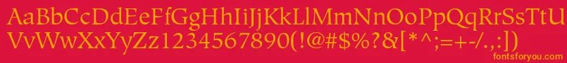 フォントHiroshigestdBook – 赤い背景にオレンジの文字