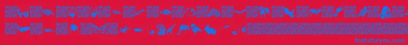 Worldbeings-Schriftart – Blaue Schriften auf rotem Hintergrund