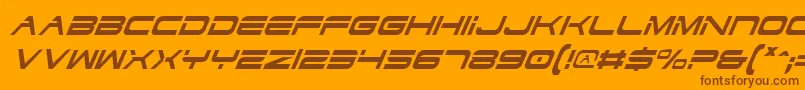DodgerCondensedItalic-Schriftart – Braune Schriften auf orangefarbenem Hintergrund