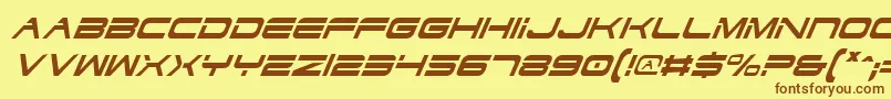 DodgerCondensedItalic-Schriftart – Braune Schriften auf gelbem Hintergrund