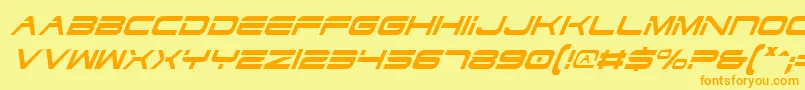 DodgerCondensedItalic-Schriftart – Orangefarbene Schriften auf gelbem Hintergrund