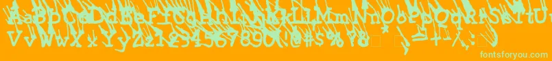 LinotypeGrassyExtrabold-Schriftart – Grüne Schriften auf orangefarbenem Hintergrund